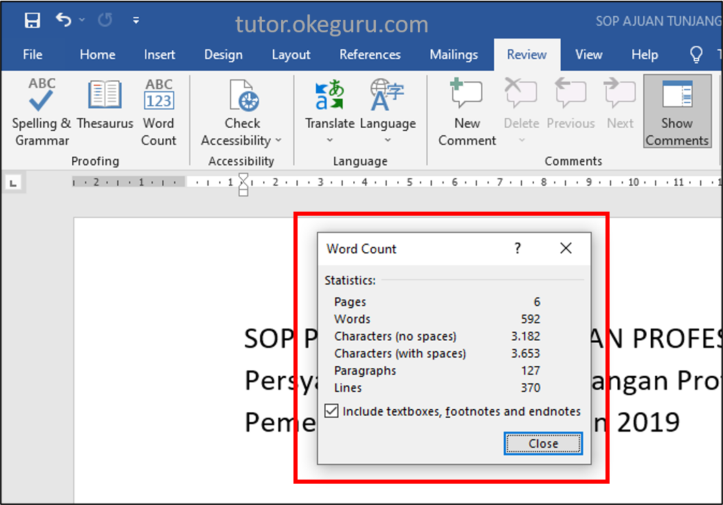 Cara Menghitung Jumlah Karakter di Ms. Word dengan Instan